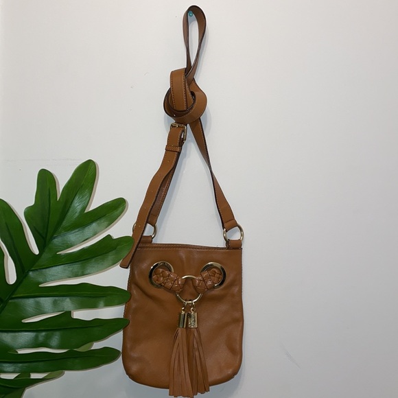 Michael Kors Braided Tassels Crossbody Leather Bag - Picture 2 of 14